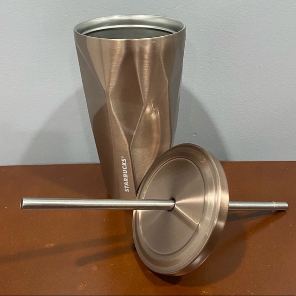 Starbucks Rose Gold Tumbler With Straw - Coffee Cup (circa 2012) - Picture 3 of 5